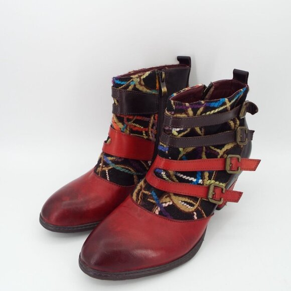 L'Artiste Spring Step Redding Red Leather Buckle Booties Size 40 - Picture 5 of 14
